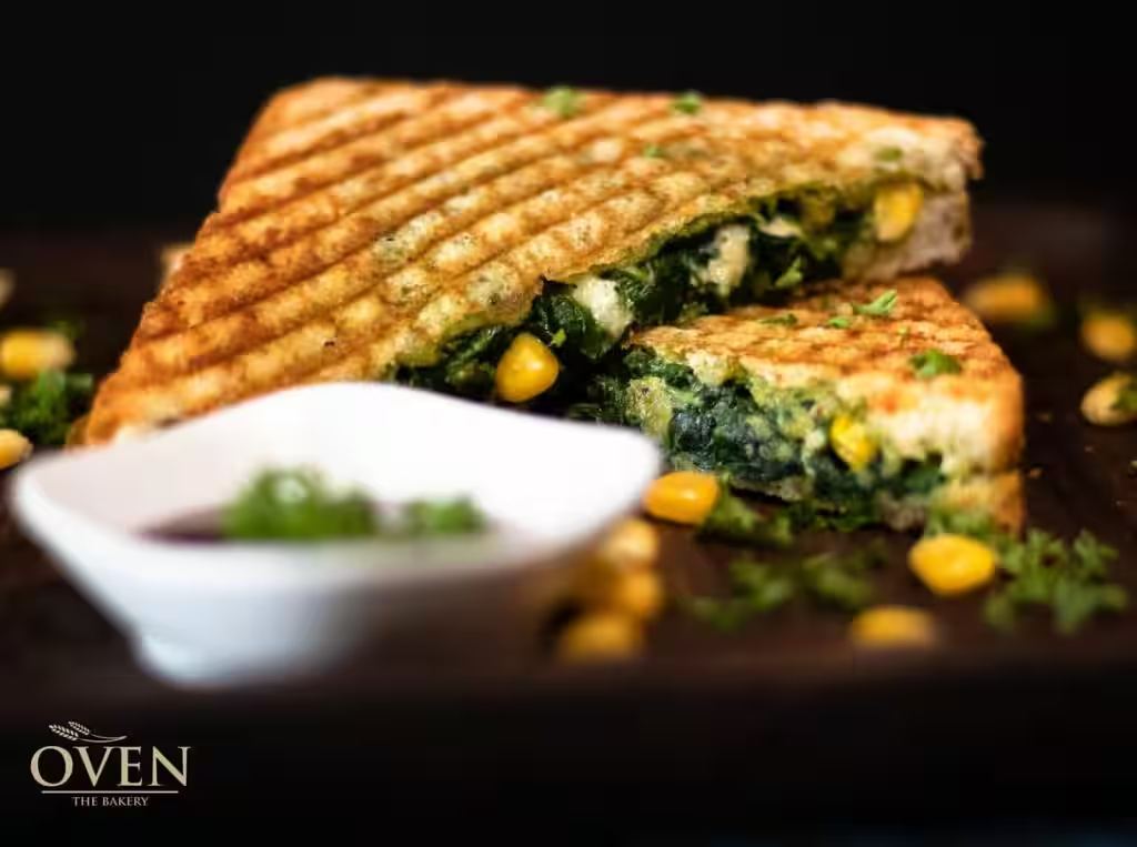 Stuffed garlic bread with corn and herbs